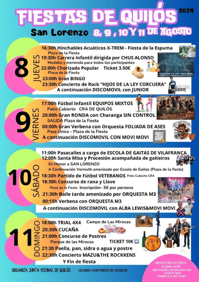 Cartel de las fiestas de Quilós